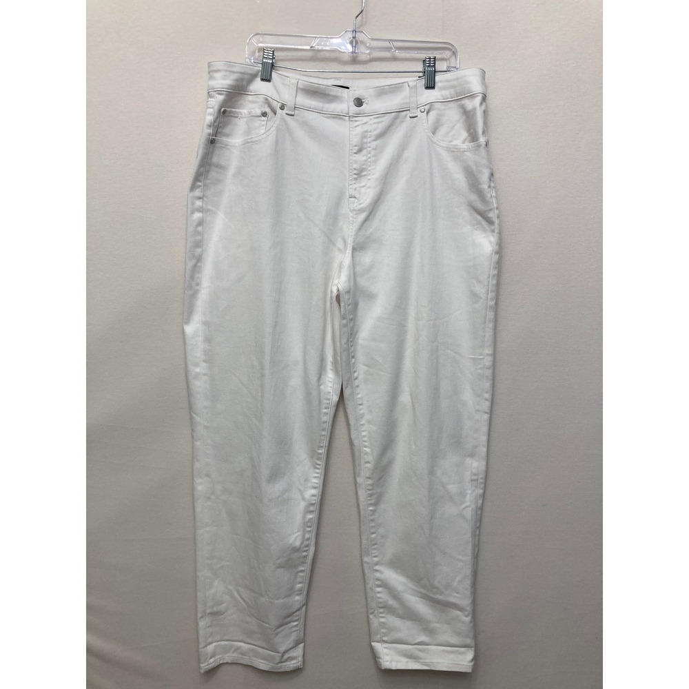 New Talbots Everyday Relaxed Jeans size 16 White Ankle Length Stretch Denim
